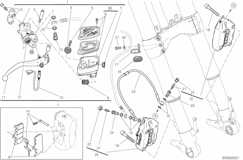 Alle Teile für das Vorderradbremssystem des Ducati Diavel Xdiavel Sport Pack Brasil 1260 2017